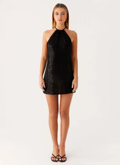 Kingdom Sequin Mini Dress - Black