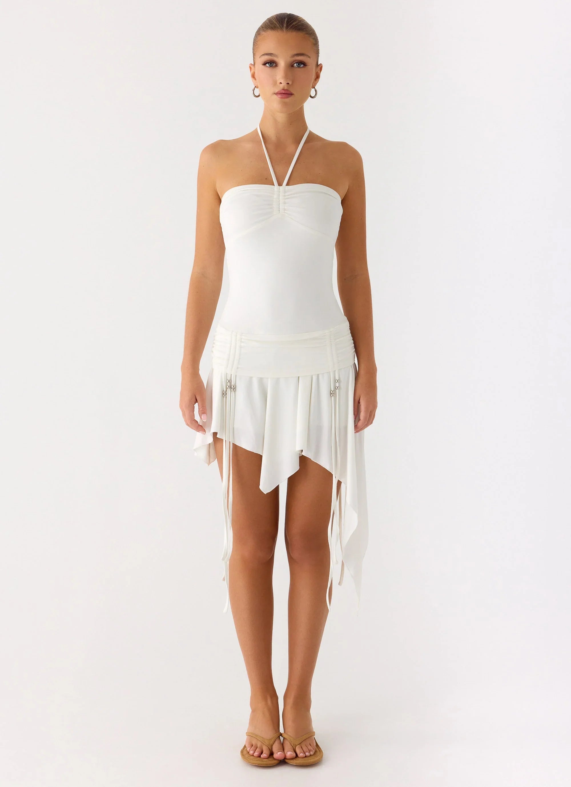 Khalida Jersey Halter Mini Dress - White