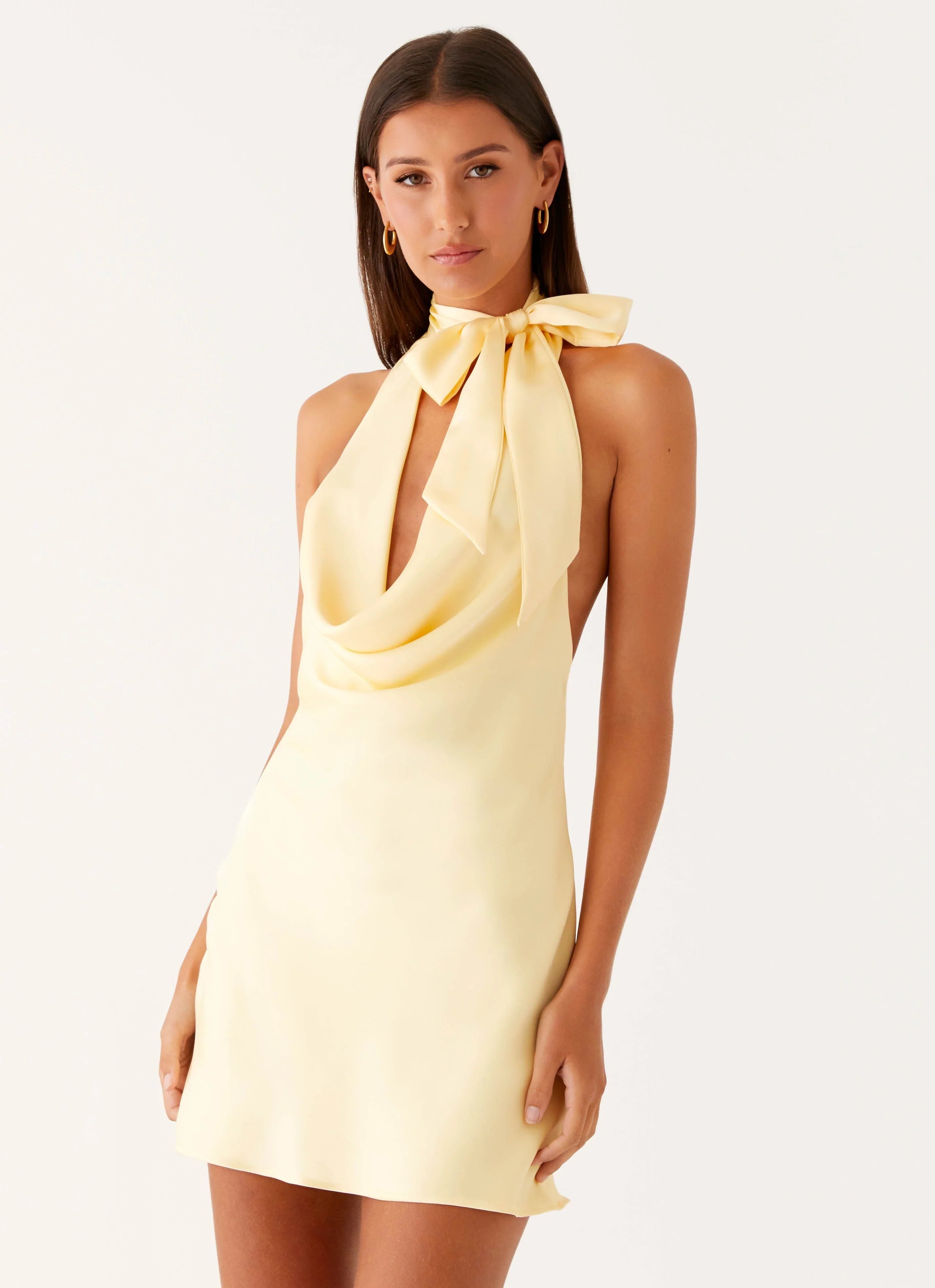 Cory Cowl Scarf Mini Dress - Sunny Yellow