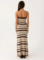 Antonie Knit Maxi Dress - Chocolate Olive Stripe