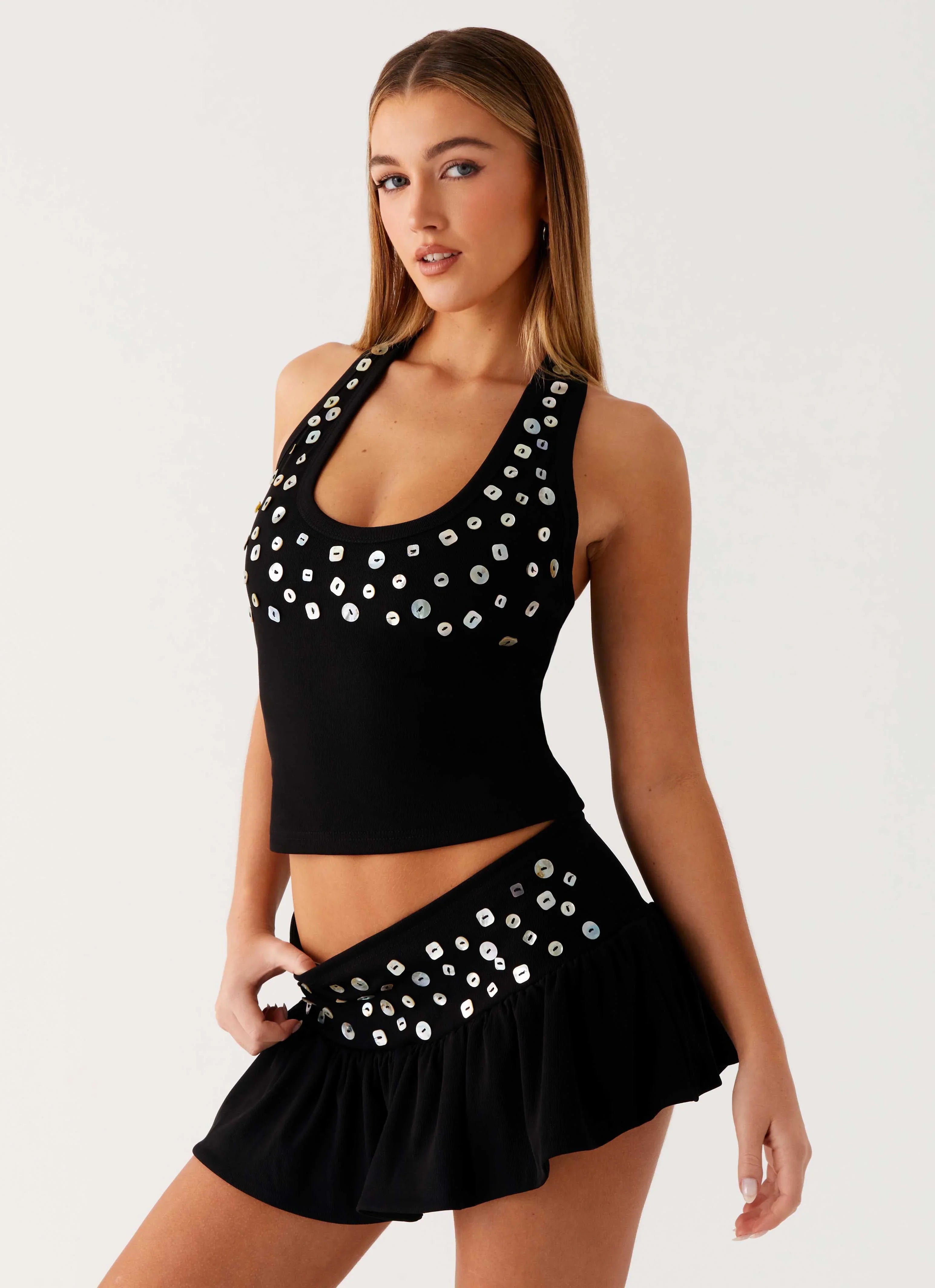 Vegas Nights Low Rise Skort - Black