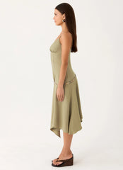 Lazure Midi Dress - Pale Olive