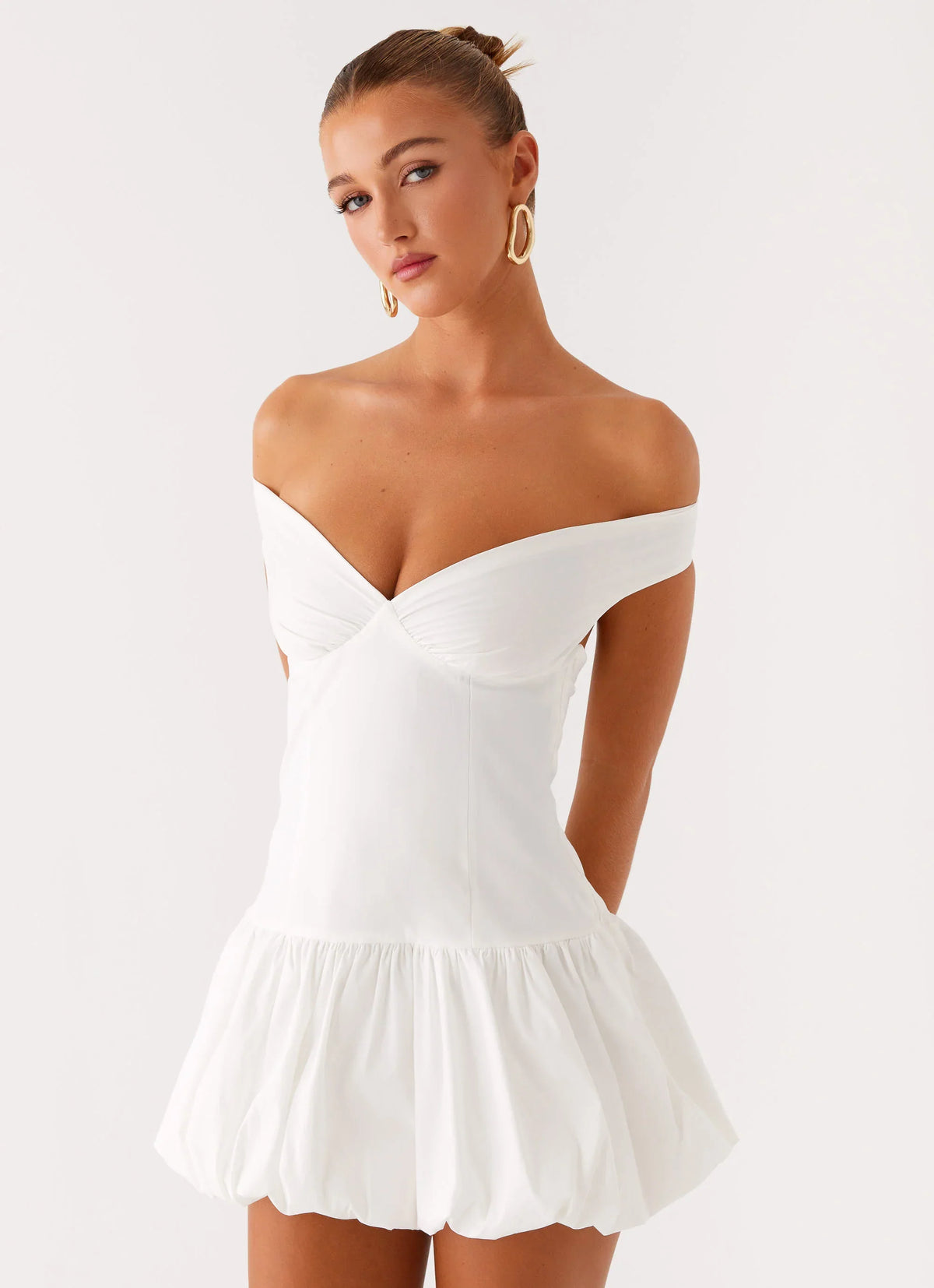 Endless Romance Off Shoulder Mini Dress - White