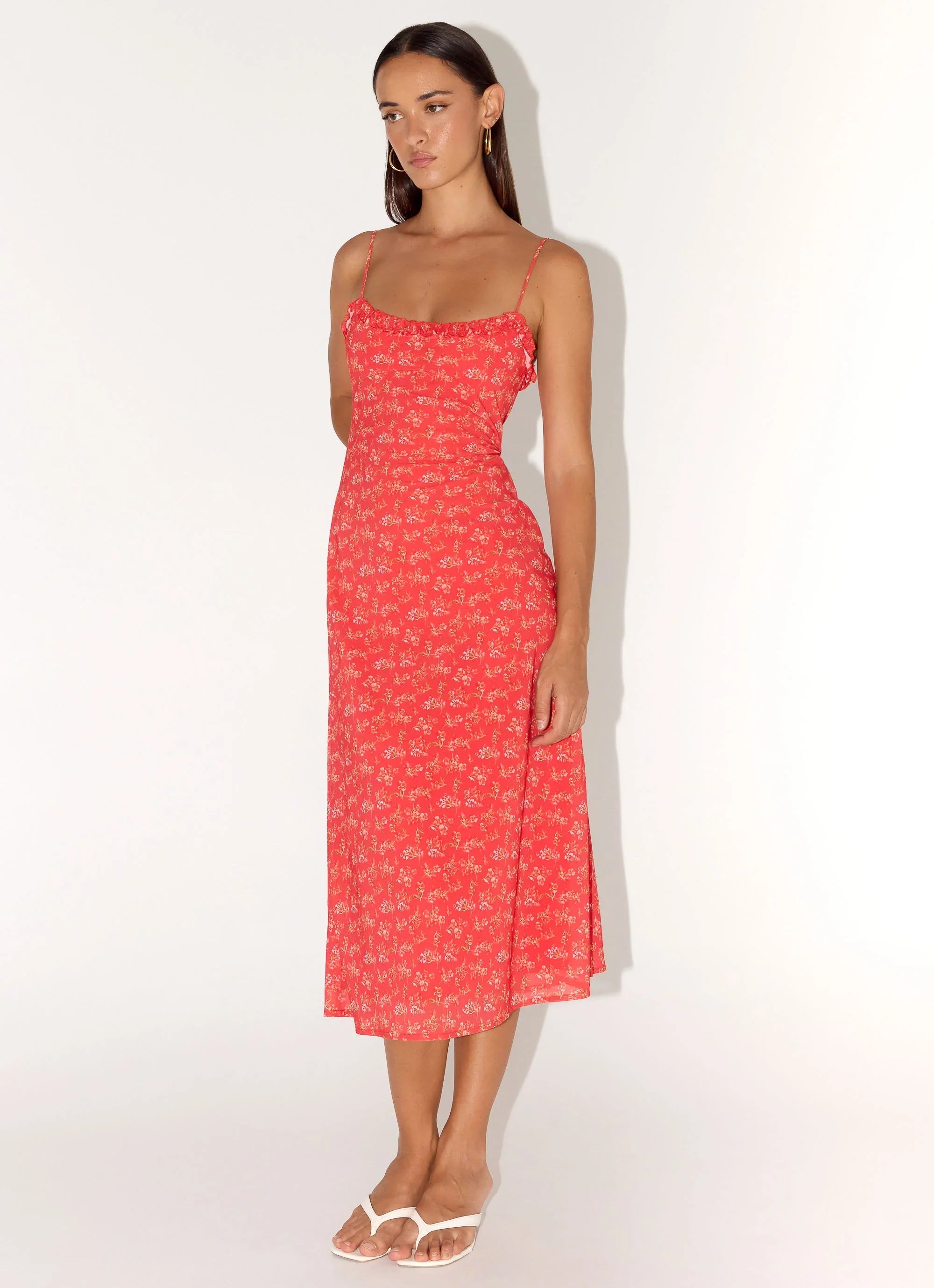 Kahlo Midi Dress - Magenta Red Rose