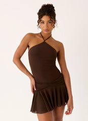 Elektra Mini Dress - Chocolate