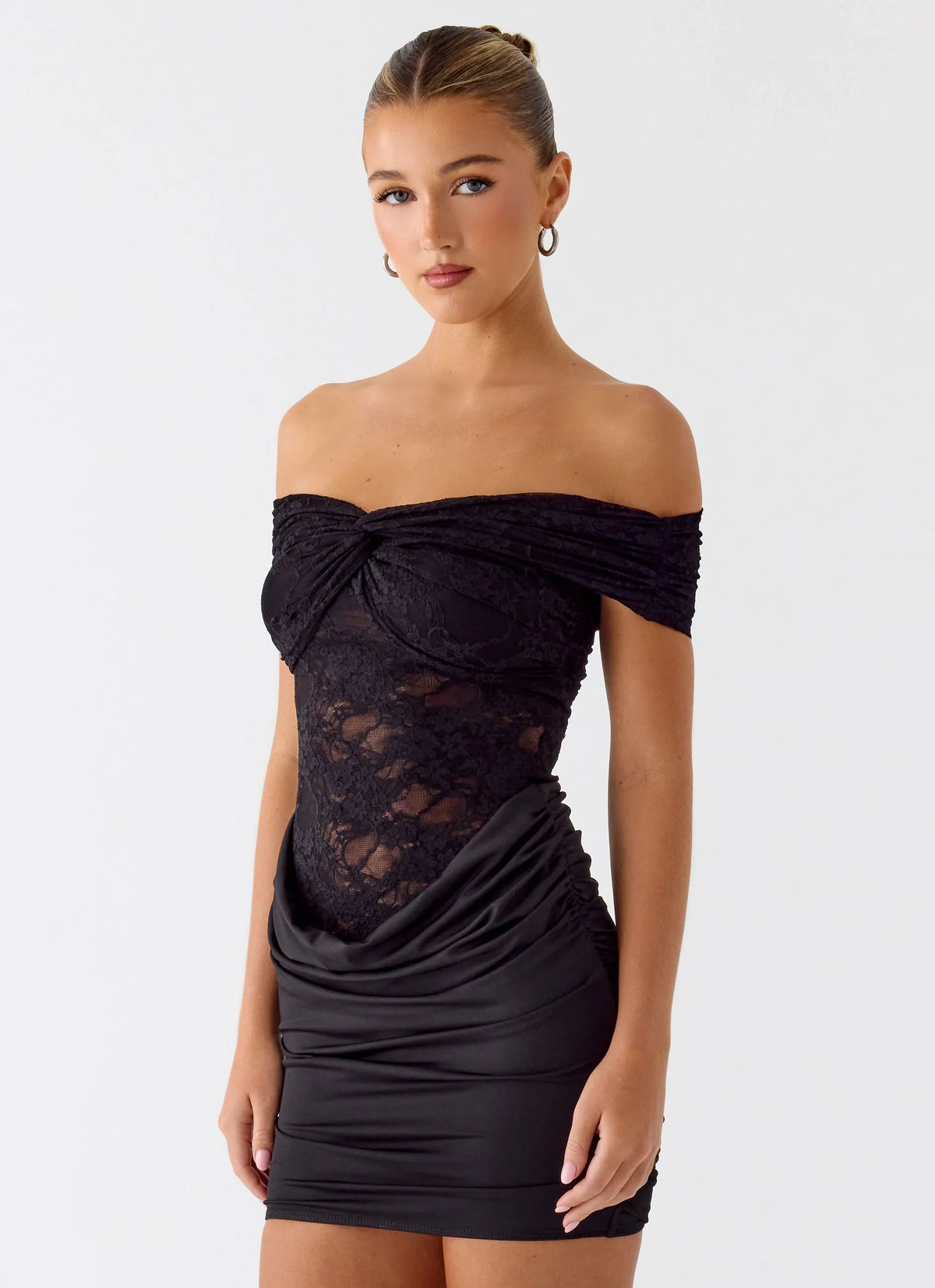 Either Way Off Shoulder Mini Dress - Black