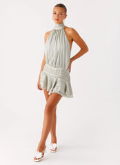 Willow Chiffon Mini Dress - Green