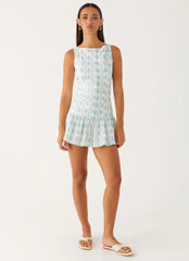 Meggie Linen Mini Dress - Sweet Daydream Print