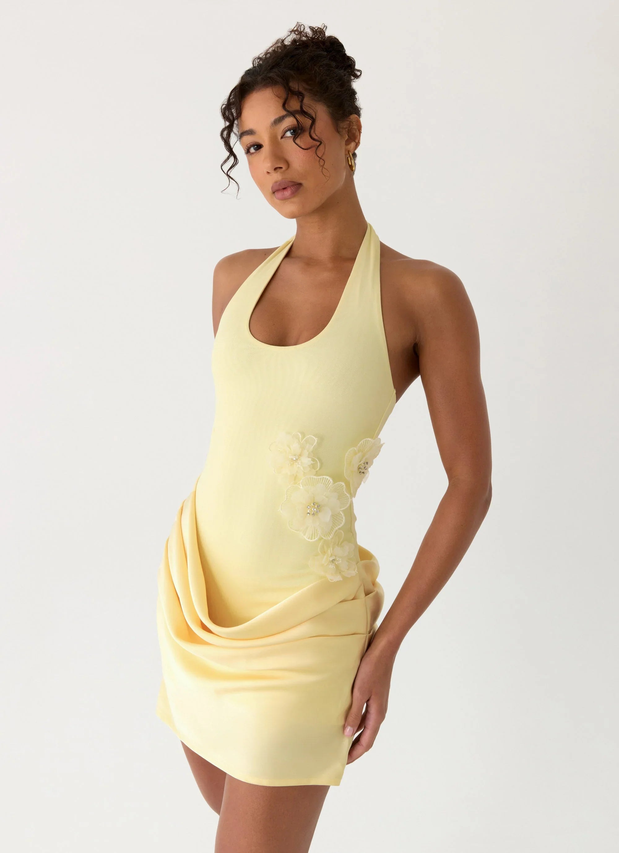 Kimana Halter Mini Dress - Yellow