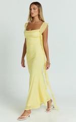 Rosha Maxi Dress - Ruffle Strap Dress in Butter