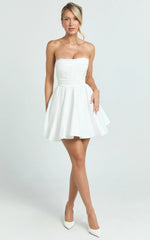 Bianca Mini Dress - Strapless Fit And Flare Dress in Ivory