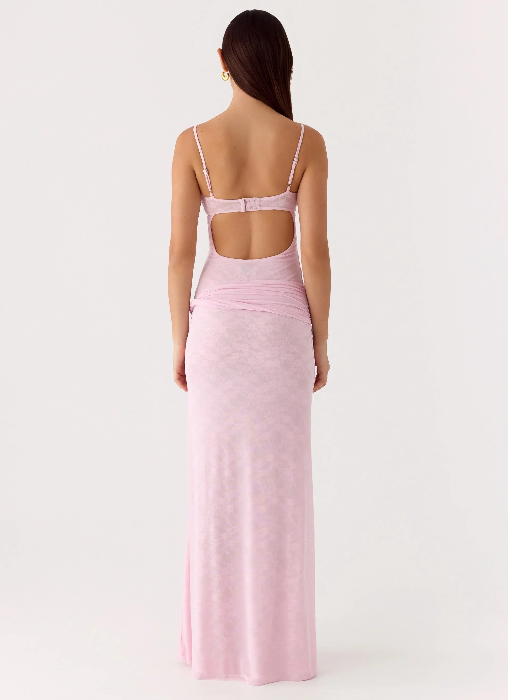 Natty Lace Mesh Maxi Dress - Petal Pink
