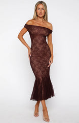 Defied The Odds Off Shoulder Lace Maxi Dress Wine